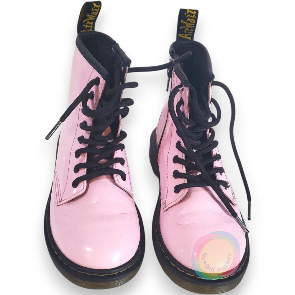 Dr. Martens Junior 1460 J Pink Patent Boots Sz 2